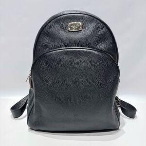 Michael By Michael Kors Black Pebble Leather Backpack Gold Hardware